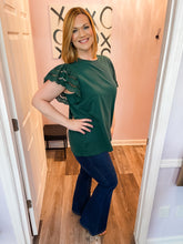 Load image into Gallery viewer, Plus Size Green Eyelet Flutter Top
