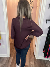 Load image into Gallery viewer, Dark Plum Tassel Sheer Long Sleeve Top

