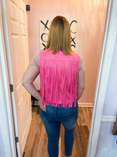 Load image into Gallery viewer, Pink Fringed Suede Like Vest (Sizes: S-3XL)

