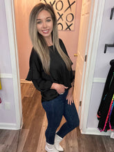 Load image into Gallery viewer, Black Ruffled Long Sleeve Top
