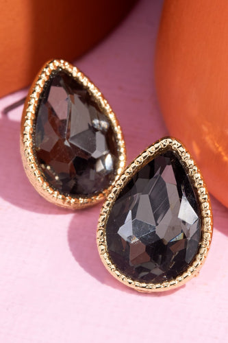Teardrop Grey Stud Earrings