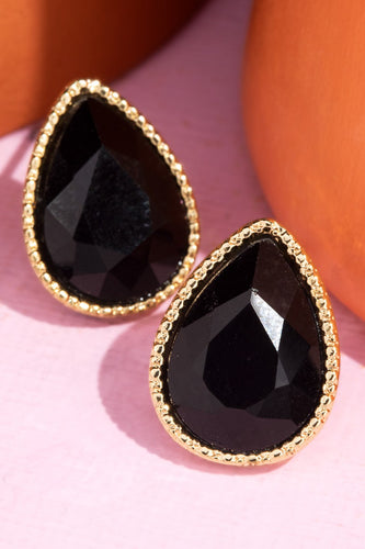 Teardrop Black Stud Earrings