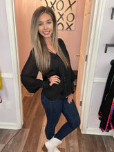 Load image into Gallery viewer, Black Tassel Sheer Long Sleeve Top
