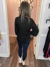 Load image into Gallery viewer, Black Tassel Sheer Long Sleeve Top
