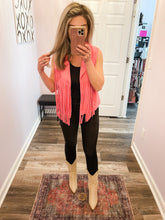 Load image into Gallery viewer, Pink Fringed Suede Like Vest (Sizes: S-3XL)
