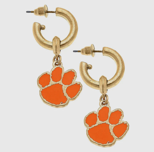 Clemson Tigers Drop Hoop Earrings