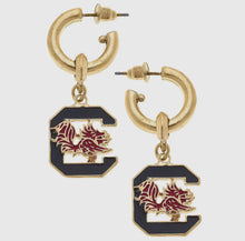 Load image into Gallery viewer, South Carolina Gamecocks Drop Hoop Earrings
