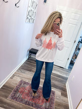Load image into Gallery viewer, White With Pink Christmas Trees Lightweight Pullover
