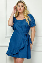 Load image into Gallery viewer, Plus Size Medium Wash Denim Ruffled Dress
