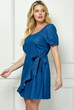 Load image into Gallery viewer, Plus Size Medium Wash Denim Ruffled Dress
