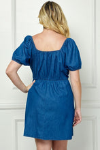 Load image into Gallery viewer, Plus Size Medium Wash Denim Ruffled Dress
