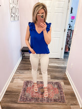 Load image into Gallery viewer, Royal Blue Ruffled Trim Top (Sizes: S-3XL)
