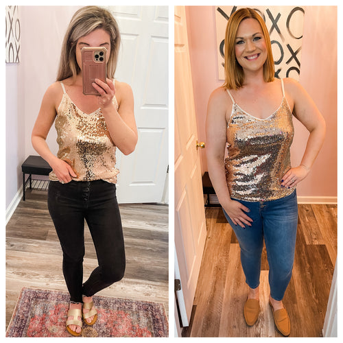 Dark Champagne Sequin Top