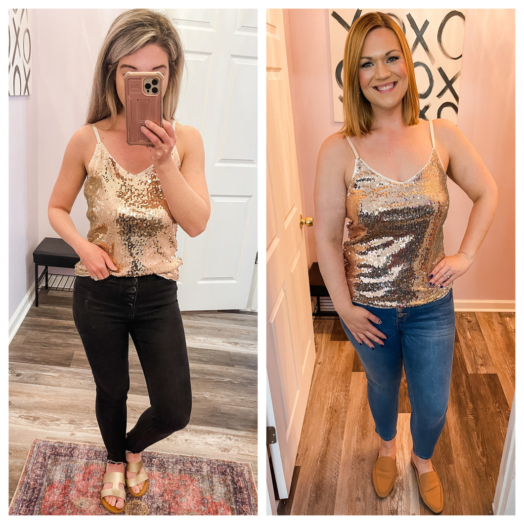 Dark Champagne Sequin Top