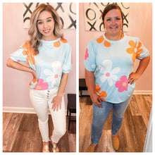 Load image into Gallery viewer, Sky Blue Flower Print Top (S-2XL)
