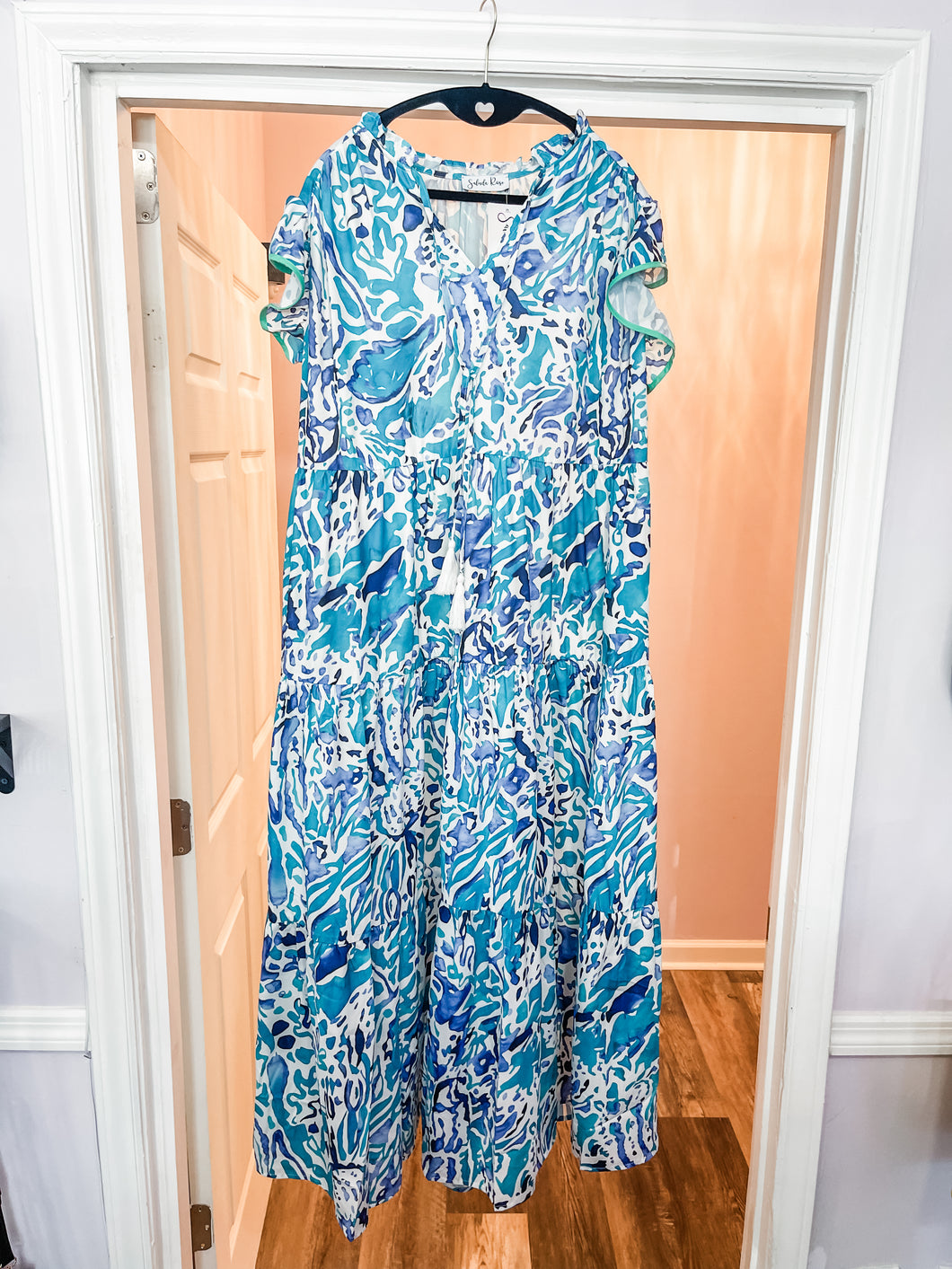 Plus Size Lilly Inspired Blue Coral Reef Maxi Dress