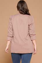 Load image into Gallery viewer, Plus Size Mauve Taupe 3/4 Length Ruched Sleeve Blazer
