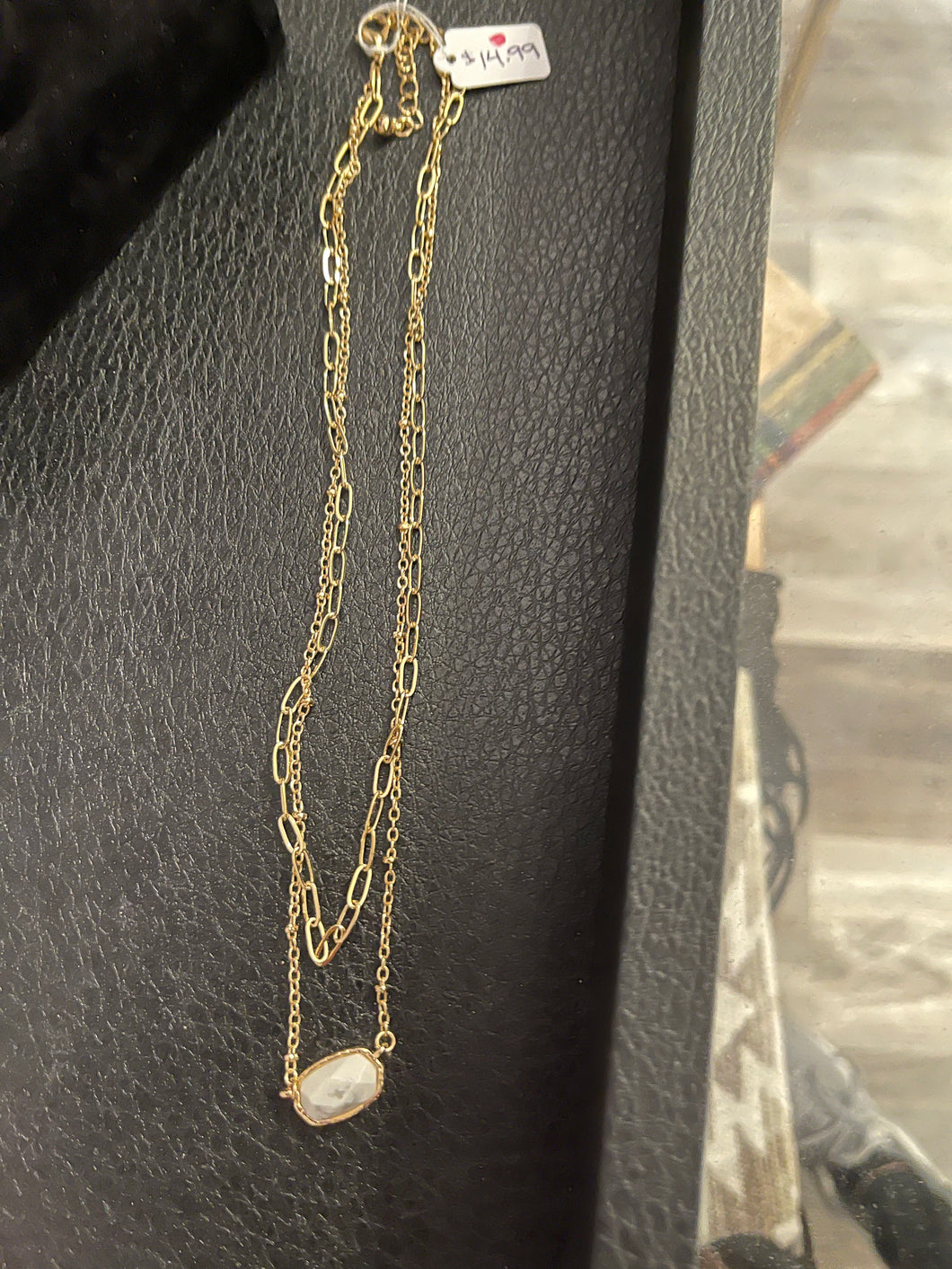 Marbled White Stone Double Layered Necklace