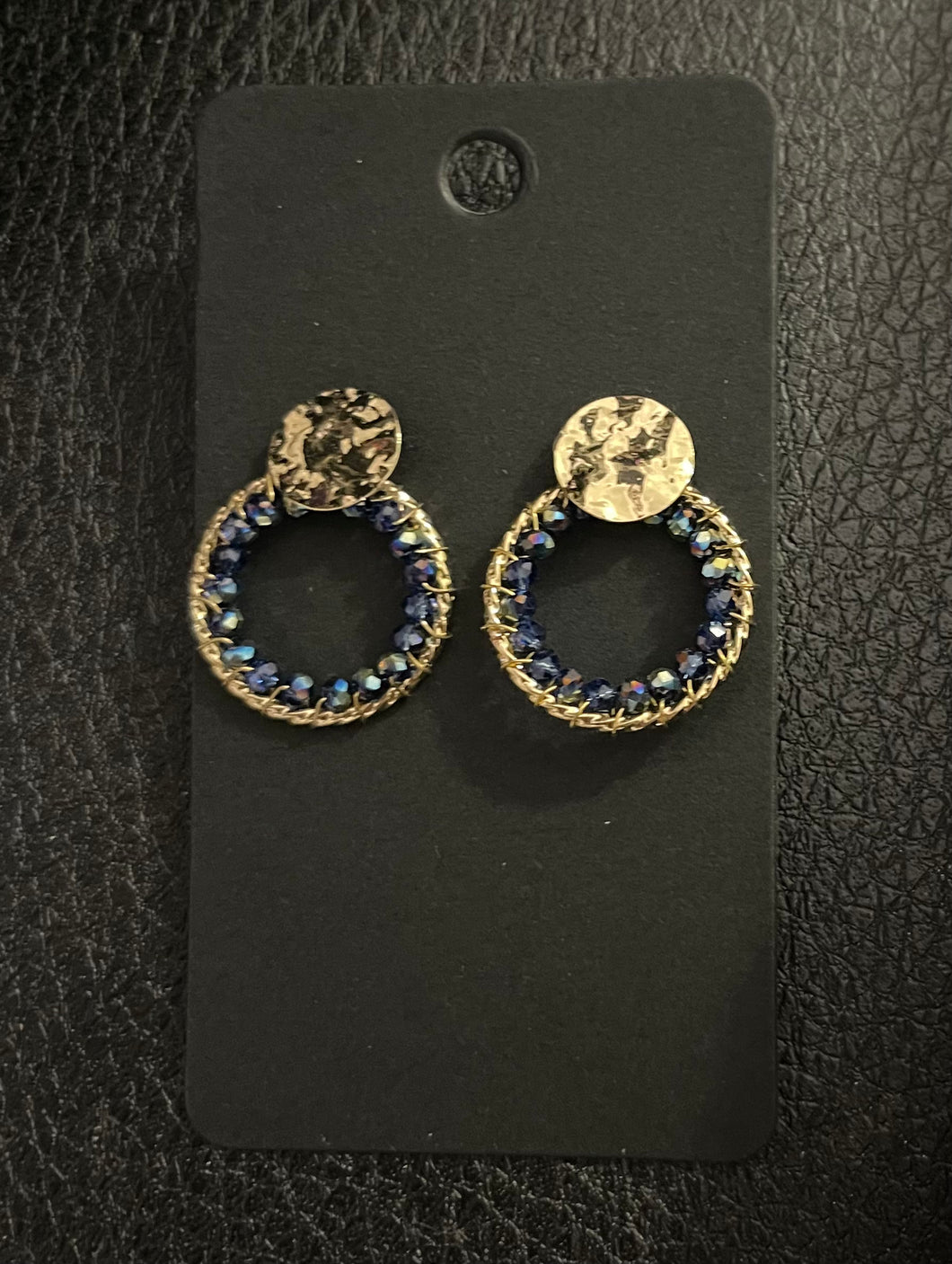 Midnight Blue Circular Beaded Earrings