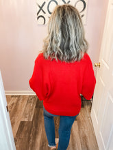 Load image into Gallery viewer, Merry Embroidered Red Turtleneck Sweater
