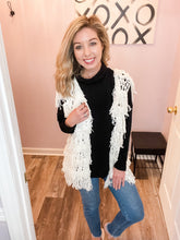 Load image into Gallery viewer, Ivory Fringed Tiered Sweater Vest
