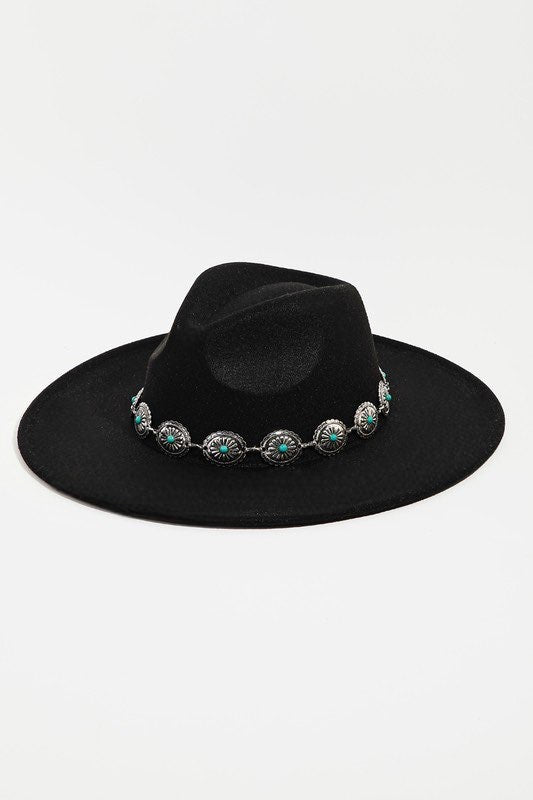Black Western Concho Chain Hat