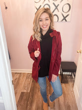 Load image into Gallery viewer, Wine Utility Jacket With Hood
