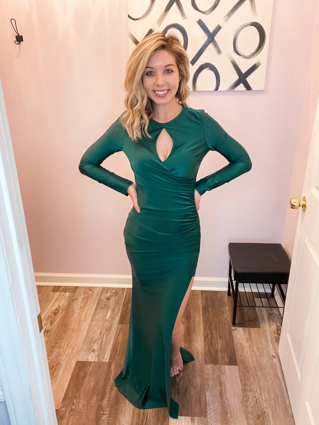 Hunter Green Long Sleeve Maxi Dress