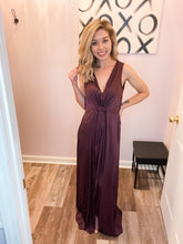 Load image into Gallery viewer, Plum Middle Twist Knot Maxi Dress
