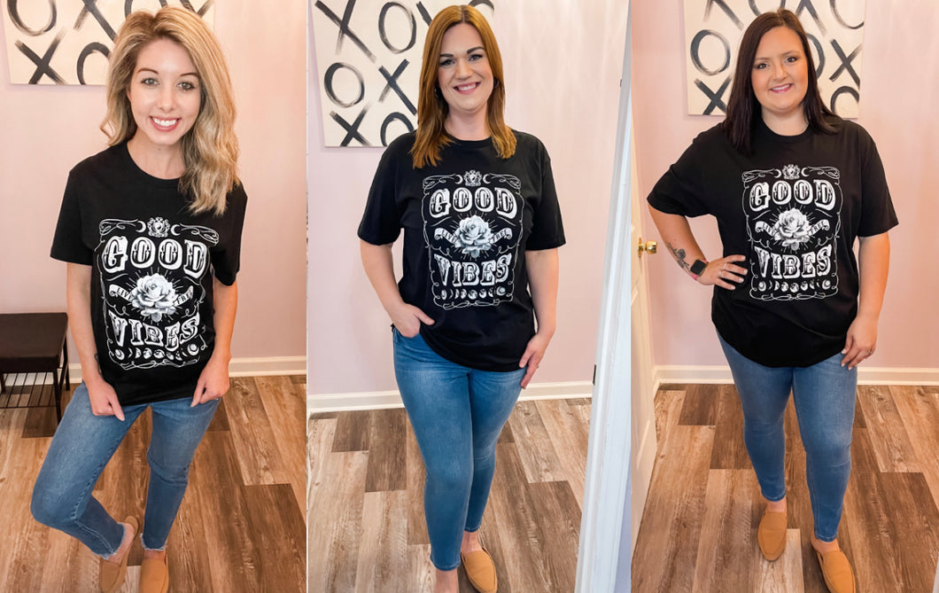 Good Vibes Black Graphic T-Shirt