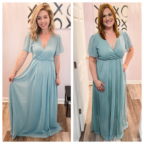 Light Sage Swiss Dot Maxi Dress