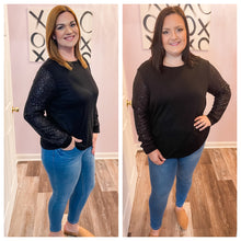Load image into Gallery viewer, Plus Size Black Sequin Long Sleeve Top
