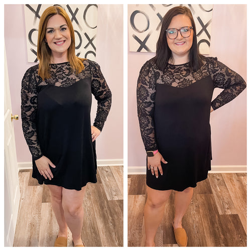 Plus Size Floral Mesh Sleeve Dress