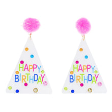 Load image into Gallery viewer, Happy Birthday Pop Pop Party Hat Earrings
