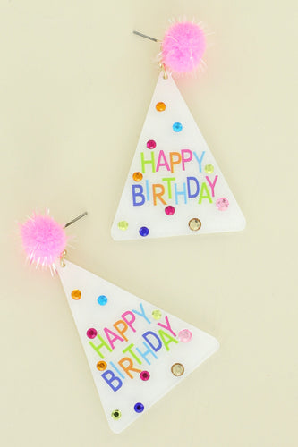 Happy Birthday Pop Pop Party Hat Earrings
