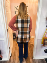 Load image into Gallery viewer, Plus Size Brown Plaid Buttoned Down Shacket Vest (Sizes: 1XL-4XL)
