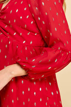 Load image into Gallery viewer, Red &amp; Gold Foil Twist Top
