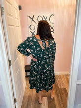 Load image into Gallery viewer, Plus Size Hunter Green Floral Midi Dress
