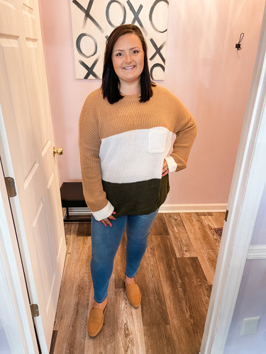 Plus Size Color Block Knit Sweater