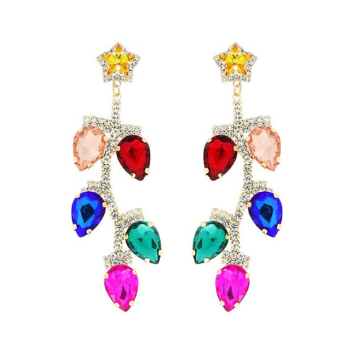 Gold Colored Multi Christmas Lights Earrings