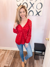 Load image into Gallery viewer, Red &amp; Gold Foil Twist Top
