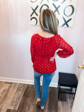 Load image into Gallery viewer, Red &amp; Gold Foil Twist Top
