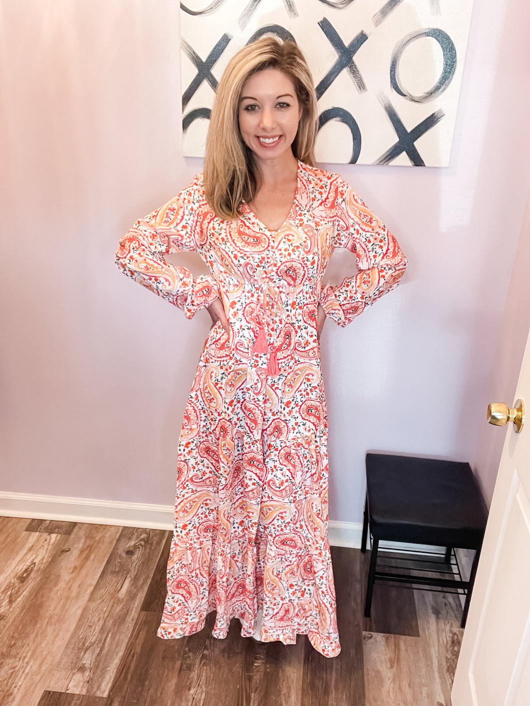 Boho Paisley Print Maxi Dress
