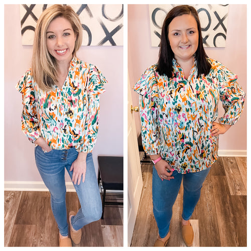 Multi Colored Abstract Long Sleeve Top