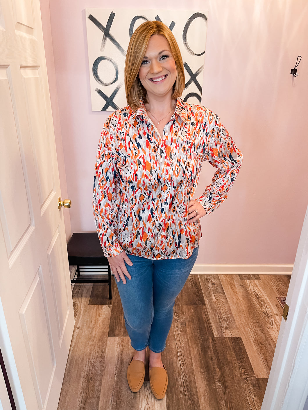 Plus Size Abstract Western Print Top
