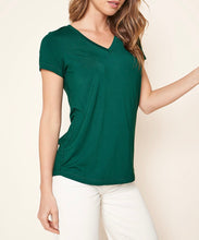 Load image into Gallery viewer, Emerald Green V-Neck Jersey Top
