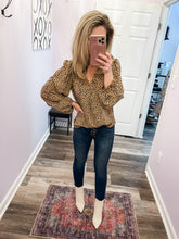Load image into Gallery viewer, Khaki Leopard Print V Neck Top
