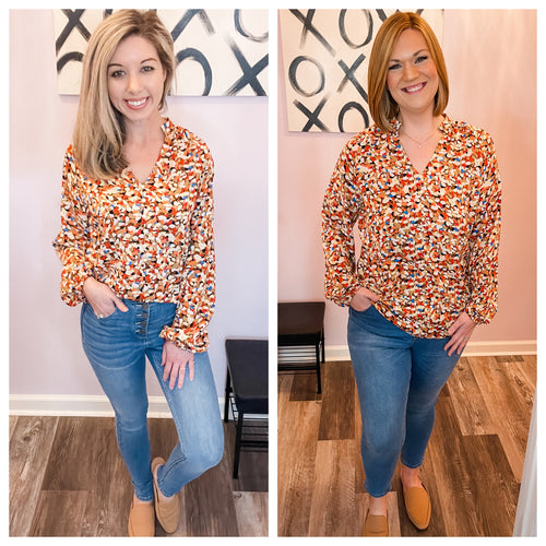 Multi Colored Print Long Sleeve Top