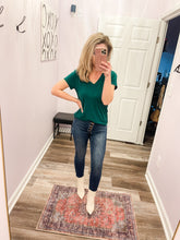 Load image into Gallery viewer, Emerald Green V-Neck Jersey Top
