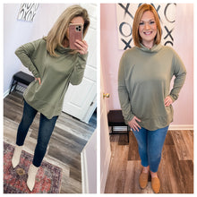 Load image into Gallery viewer, Green Cowl Neck Long Sleeve Top
